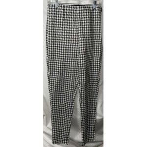 Zara Womens Brown Houndstooth Plaid High Waisted Skinny Leggings Pants L NWOT
